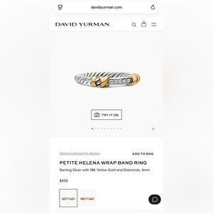 David Yurman Silver and Gold Petite Helena Ring